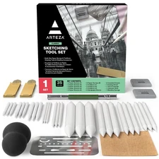 35-Piece Drawing Kit, Sketching Set, Adults, Stumps, Tortillons, Erasers