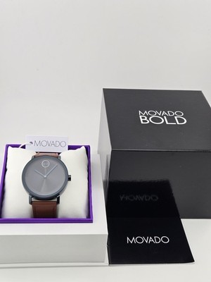 $550 MSRP | Movado Bold Evolution Men's Blue Dial Leather Band Watch 3601093 NEW
