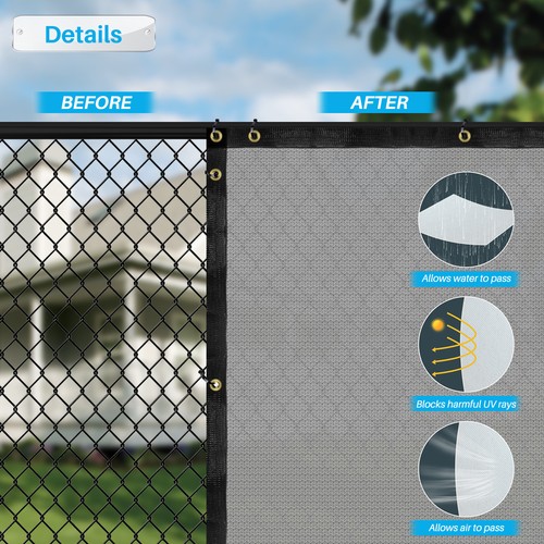 3ft Tall Privacy Fence Screen Windscreen Gray Shade Cover 240GSM Fabric Tarp - Picture 5 of 6