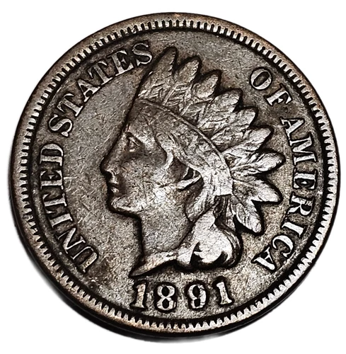 1891 INDIAN CENT VERY GOOD, BN FREE USA SHIPPING!