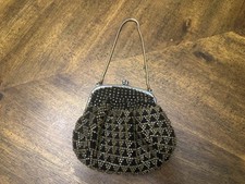 Vintage Beaded Evening Clutch, Bag, Handbag Gold black and Silver Colors