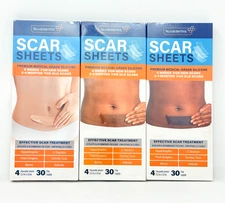 Nuvadermis Scar (4) Reusable Silicone Sheets, For Old & New Scars, Keloids, Burn
