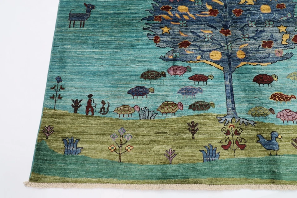 6x8 ft tree of life Animal Area Rug Afghan Hand Knotted oriental Veg Dye Wool - Image 3 of 4