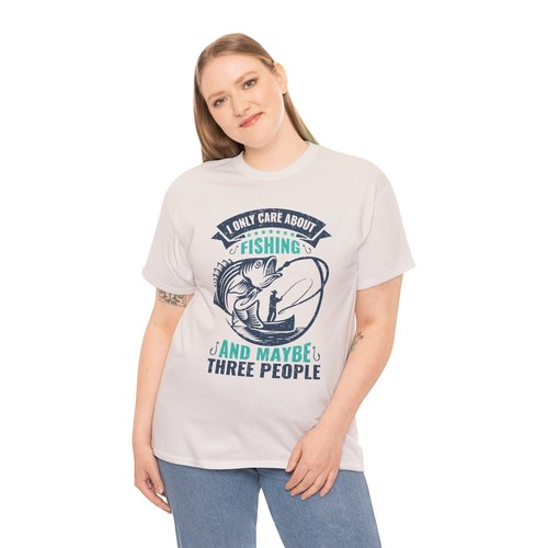 T-shirt maglietta unisex cotone pesante I Love Fishing 'Solo cura della pesca' - Foto 42 di 118