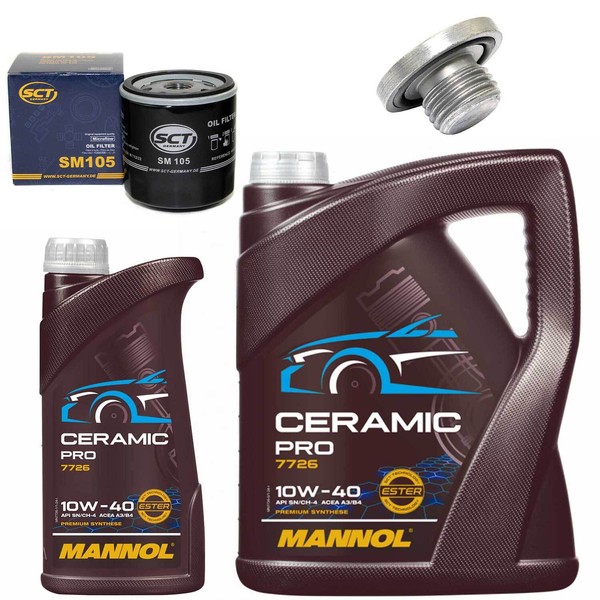 MotoröL Filter Set Mannol 10W-40 6 Liter + Schraube FüR Opel Omega B Astra G-image