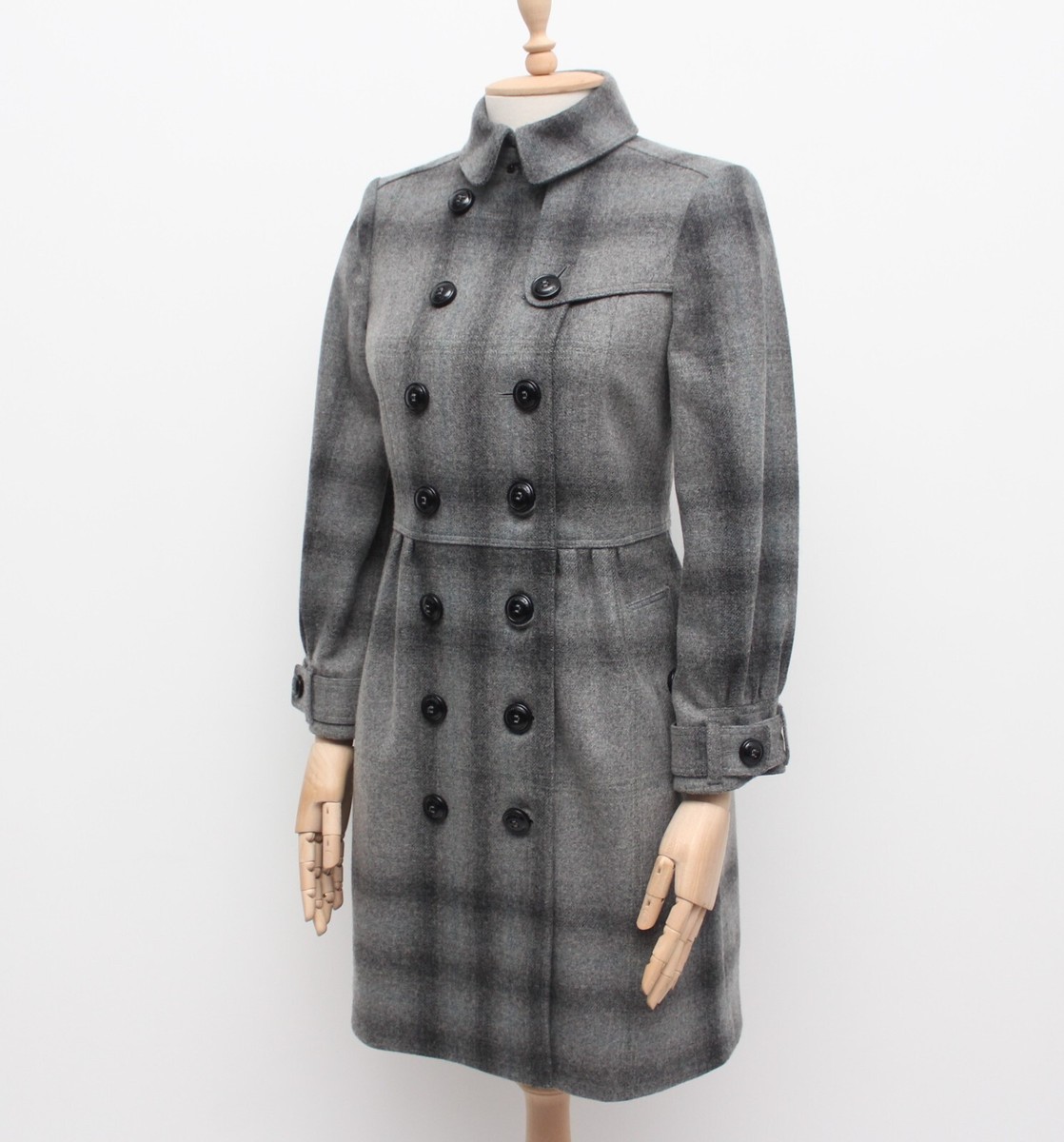 Women's BURBERRY London Wool Cashmere Nova Check Long Coat RARE