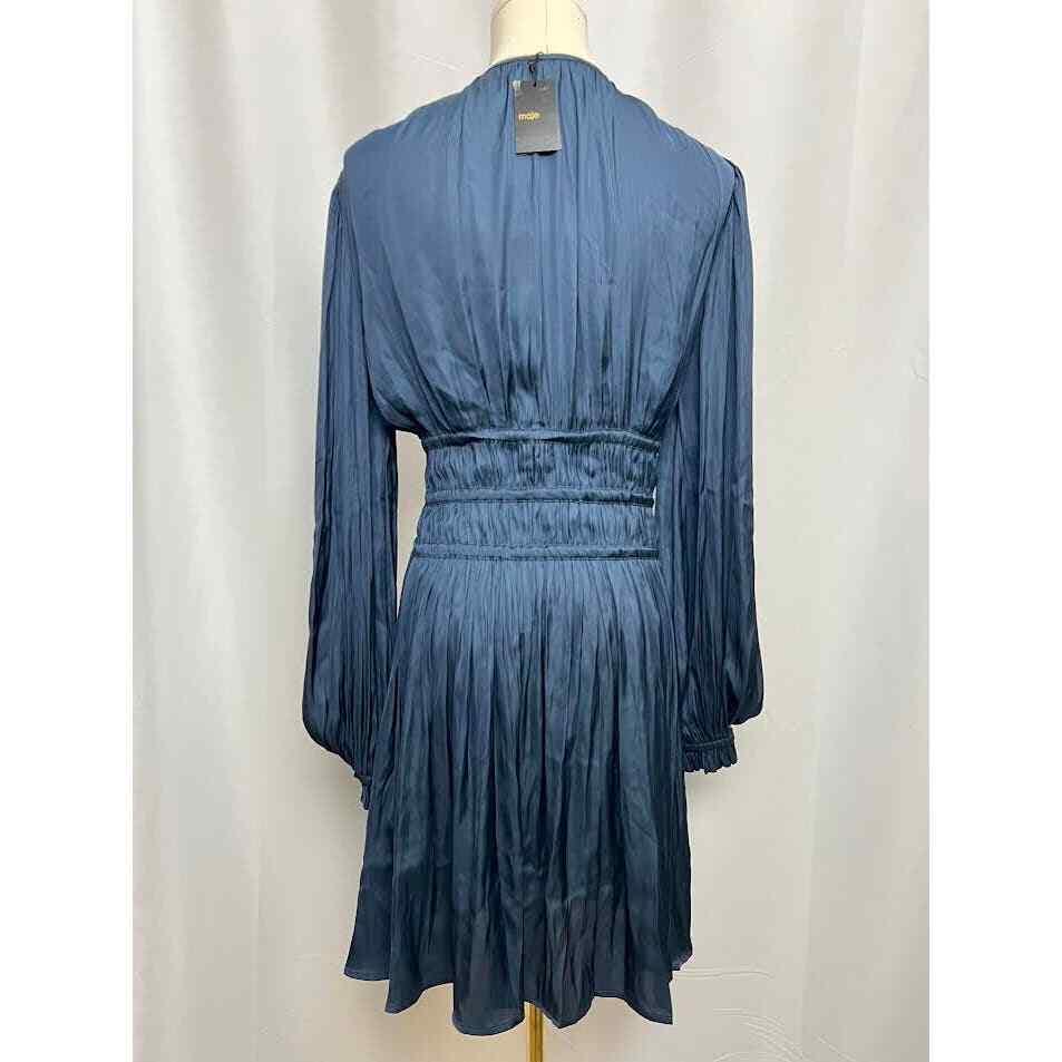 maje rianny embroidered satin dress Maje Rianny Embroidered Satin Dress In Blue Sky - 40% Off