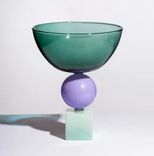 TEAL & LILAC TWO TONE MODERN PLAYFUL GEO BOWL CENTERPIECE Fazeek Handmade GEOTLJ