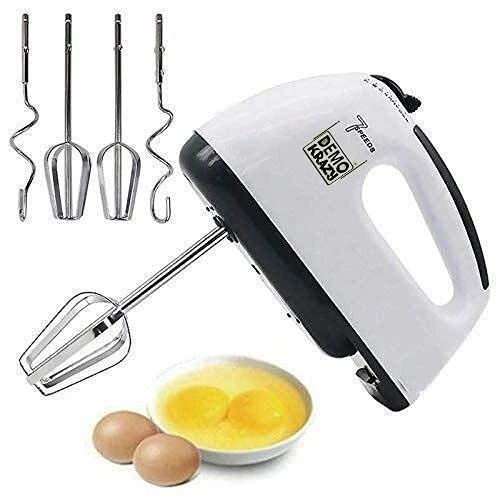 Hand Mixer Electric Whisk 180W Power 7 Speed Handheld for Kitchen Baking,  White