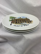 Limoges France Decor Plates "Souvenir de Paris" Porcelain 7 1/3” Set Of 3