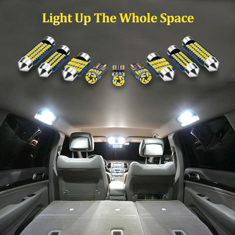 8x White Interior LED Lights Bulbs Package Kit For 1997 - 2006 Jeep Wrangler TJ - Изображение 3 из 4