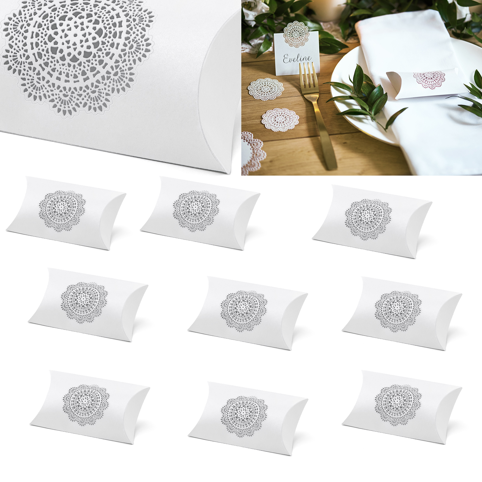 10 Stück - Geschenkboxen für Gastgeschenke auf Hochzeit und Taufe - 16 Modelle