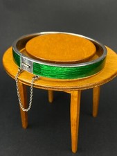 Armband Armreif Silber 925 Sterling grüne Emaille Top Zustand Schmuck Vintage