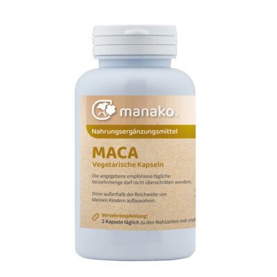 manako Maca vegetarische Kapseln, 120 Stück, Dose a 66 g