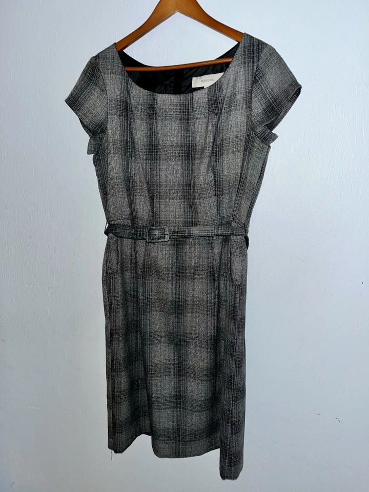 VESTIDO VAINA MERONA MUJER A CUADROS CON CINTURÓN. TALLA 14 Foto 4 de 4