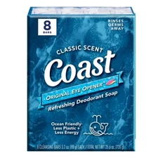 Coast Refreshing Deodorant Bar Soap, for All Skin Types, Classic Scent, 3.2 oz,