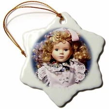 3dRose Shirley Temple Doll 3 inch Snowflake Porcelain Ornament