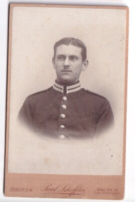 BERLIN, SOLDAT, BRUSTBILD (C.D.V) um 1900, PAUL SCHEFFLER, Karl - Straße 23