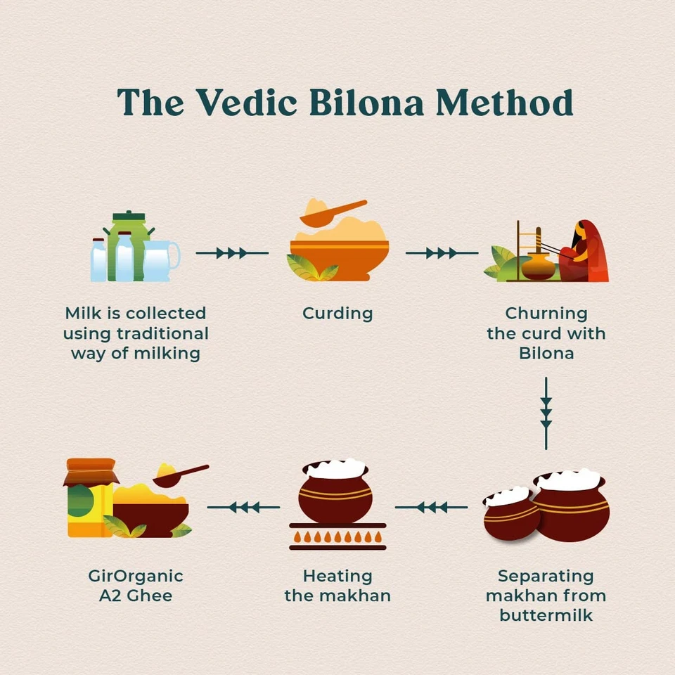 GirOrganic A2 Pure Ghee 100% Desi Gir Cow Vedic Bilona Method 500ml Glass + F/S - Image 4 of 4