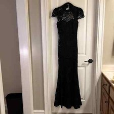 Backless Formal Black Lace Gown