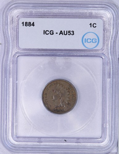 1884 Indian Cent 1c ICG AU53