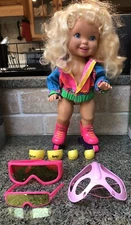 Vintage 1991 CALIFORNIA ROLLER BABY DOLL w/ Accessories - Not Working