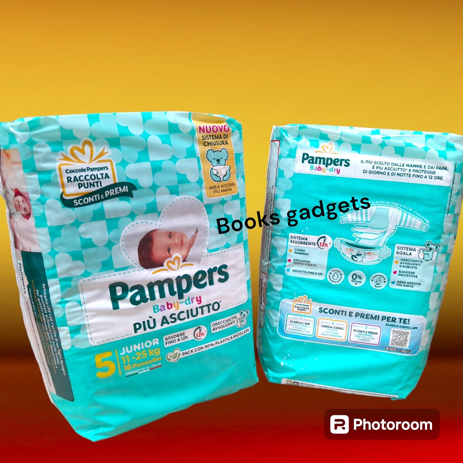 9 Pacchi (144 Pannolini) Pampers Baby Dry Pannolino Taglia 5 Junior (11-25 Kg)