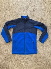Columbia Full Zip Jacket, Youth Boys Lg 14-16, Blues, Zip Pockets, Nylon Overlay