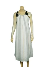 Rhode Resort Dress M 8 Women Casual Embroidered Metallic Striped Midi NEW 24091
