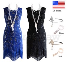 Luxury Flapper Womens Dress 1920s GreatGatsby Fringe Cocktail Roaing 20s Dresses
