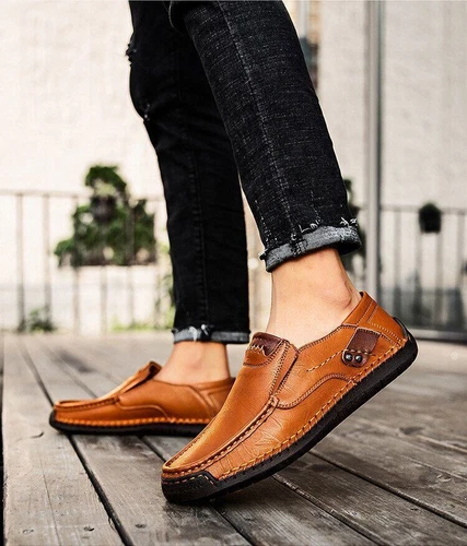 New Womens Men's Leather Handmade Shoes Loafers Breathable Slip On Driving Boots - Bild 23 von 27