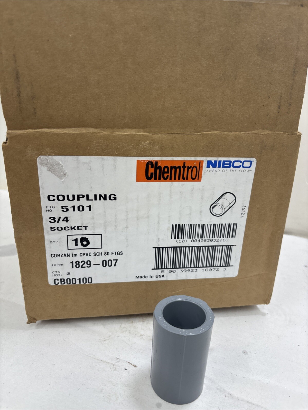 New Lot of 10 PCS Sch 80 CPVC 3/4” Coupling Socket Connect Nibco Made In Usa
