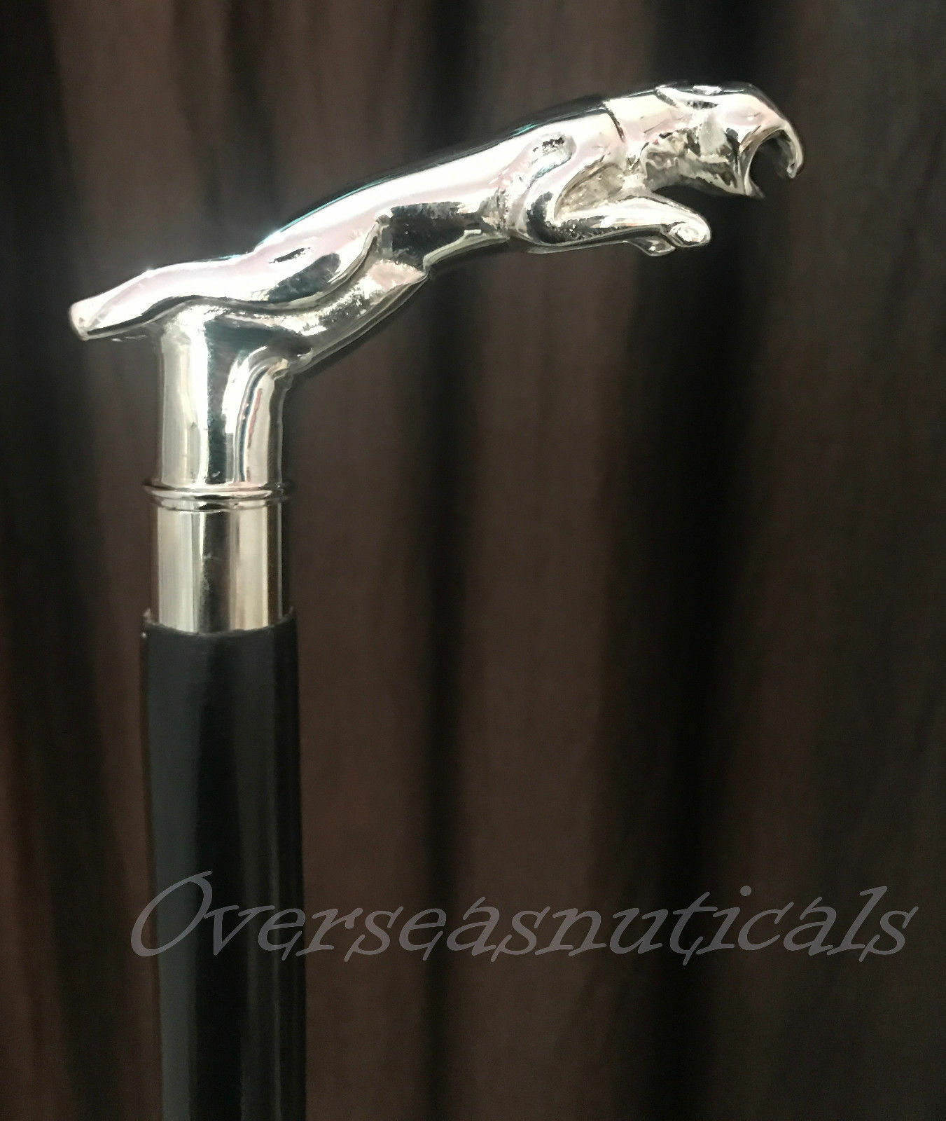 Jaguar Design Victorain Chrome Handle Full Brass Walking Stick Vintage Canes eBay
