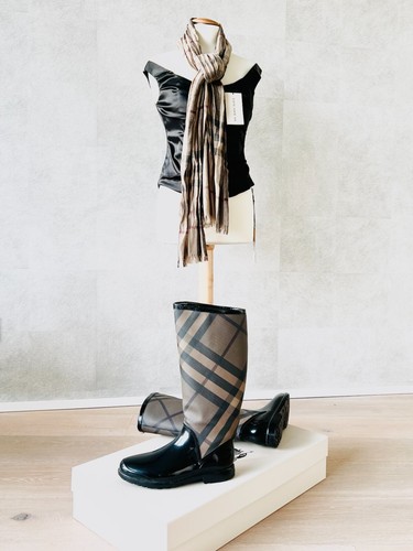 Brit-Chic! Hochwertige BURBERRY Stiefel GUMMISTIEFEL Plaid SMOKED CHECK Gr. 37 - Bild 9 von 9