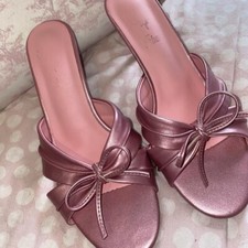 Pink kitten heels with bow detail