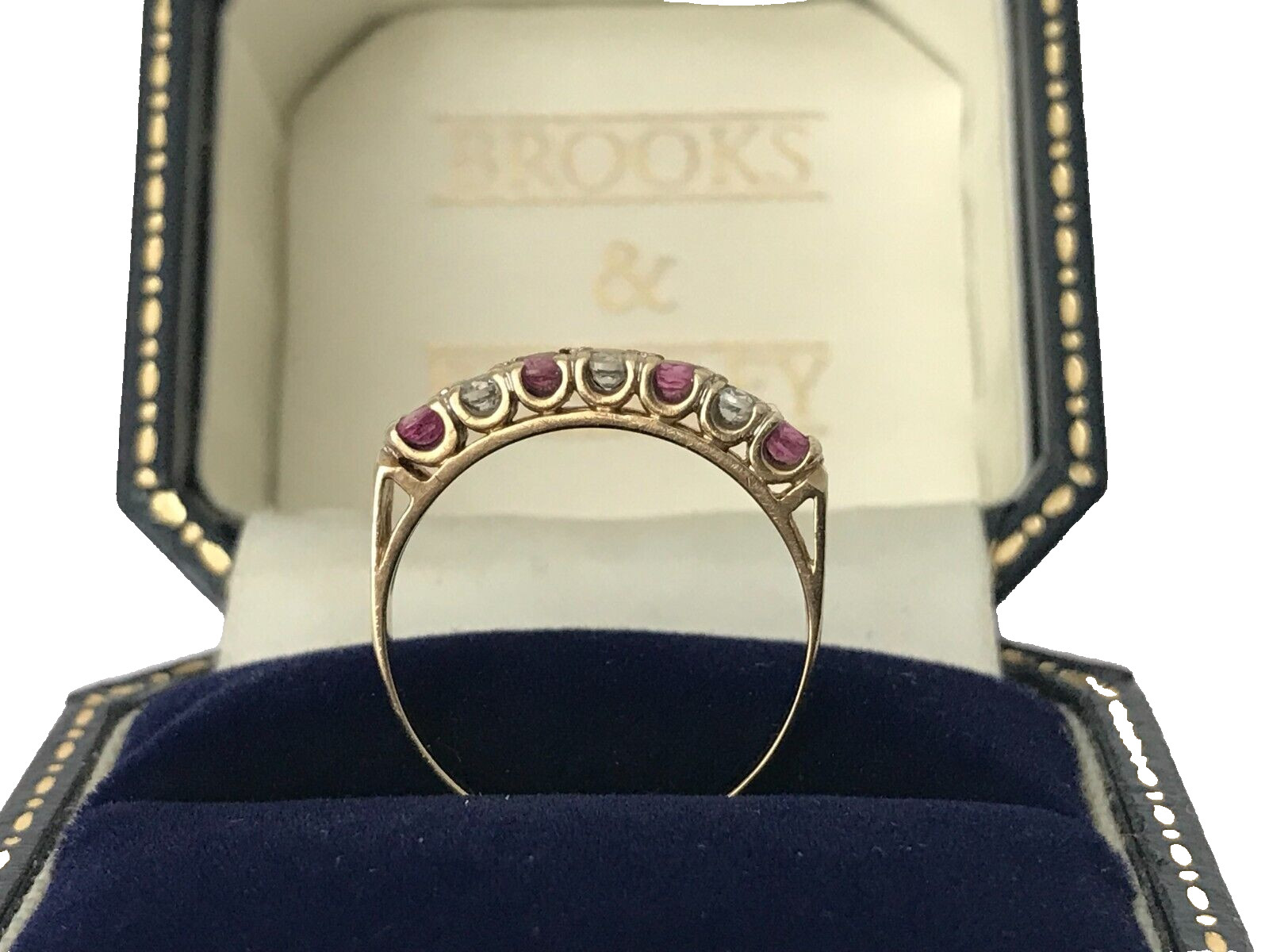 1990 Ruby Ring 9ct Gold Vintage Ruby & Cubic Zirc… - image 5