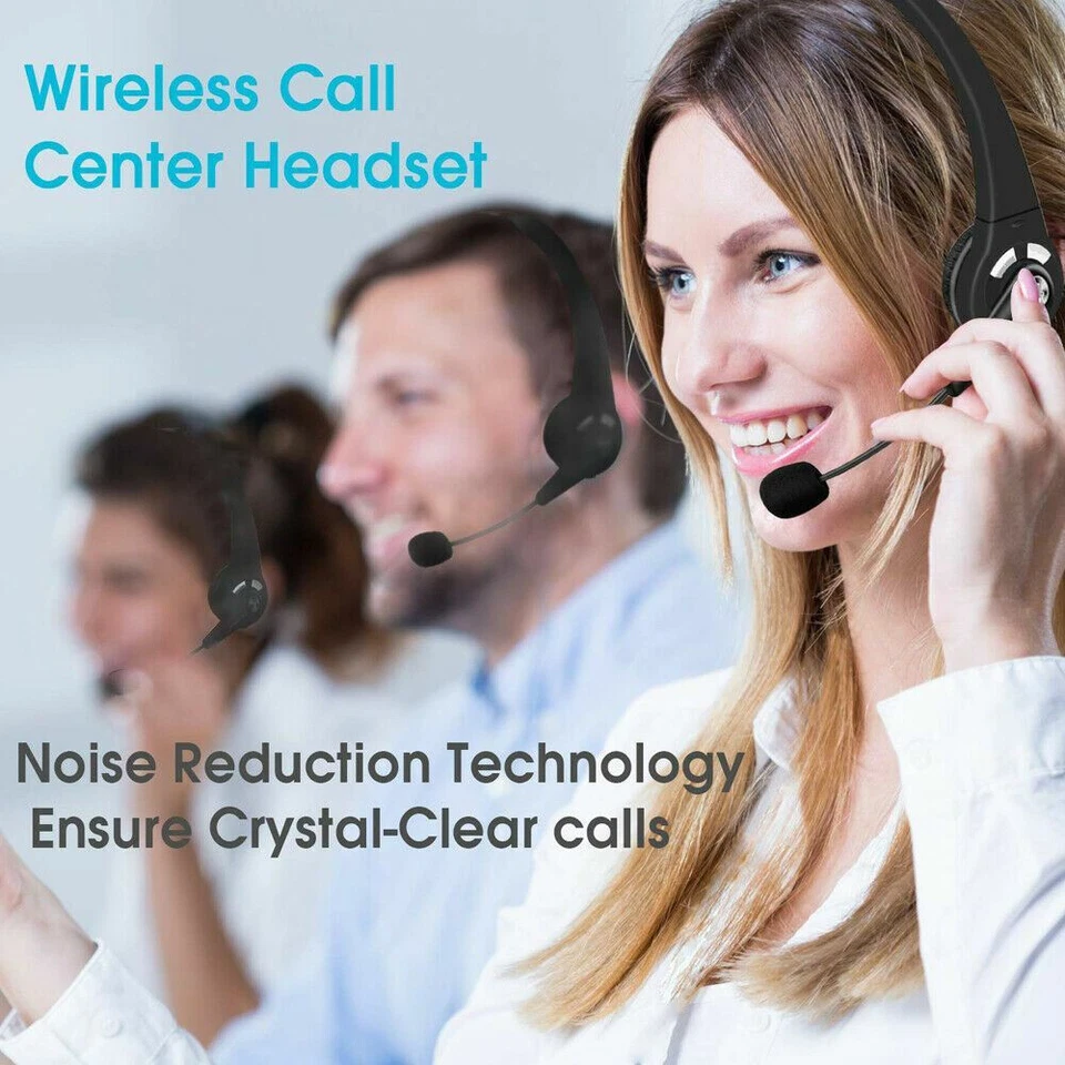 Wireless Headset Truck Driver Noise Cancelling Over-Head Bluetooth Headphones US - Image 2 of 4