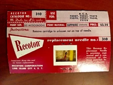new NOS Recoton 310 Needle .001 Microgroove Sapphire Astatic RCA