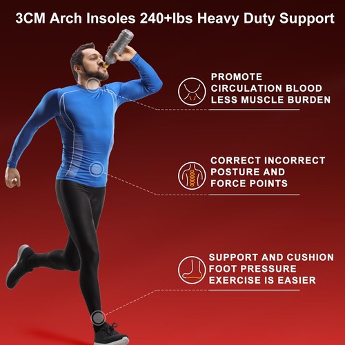 240+Ibs Plantar Fasciitis InsolesHigh Arch Support Inserts for Men WomenHeavy... - Bild 3 von 8