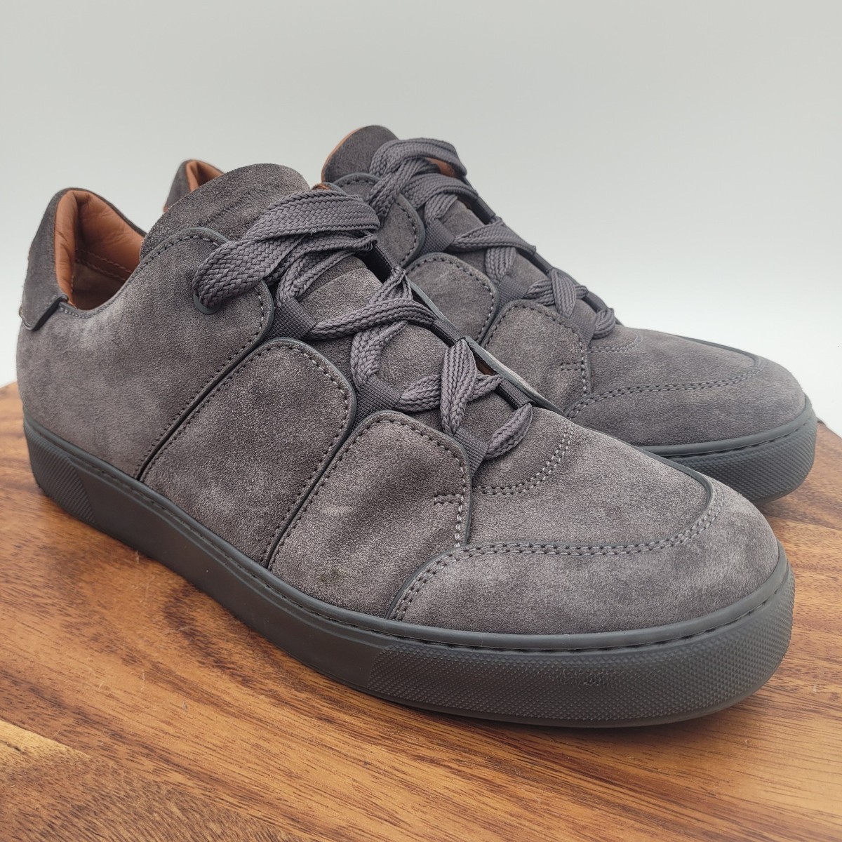 Ermenegildo Zegna Tiziano Low Top Sneaker Grey Brown Suede Sz 11