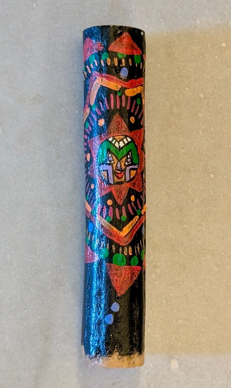 Vintage Hand-Painted Cactus Rainstick | Ceremonial Sound Healing Rattle | Tribal