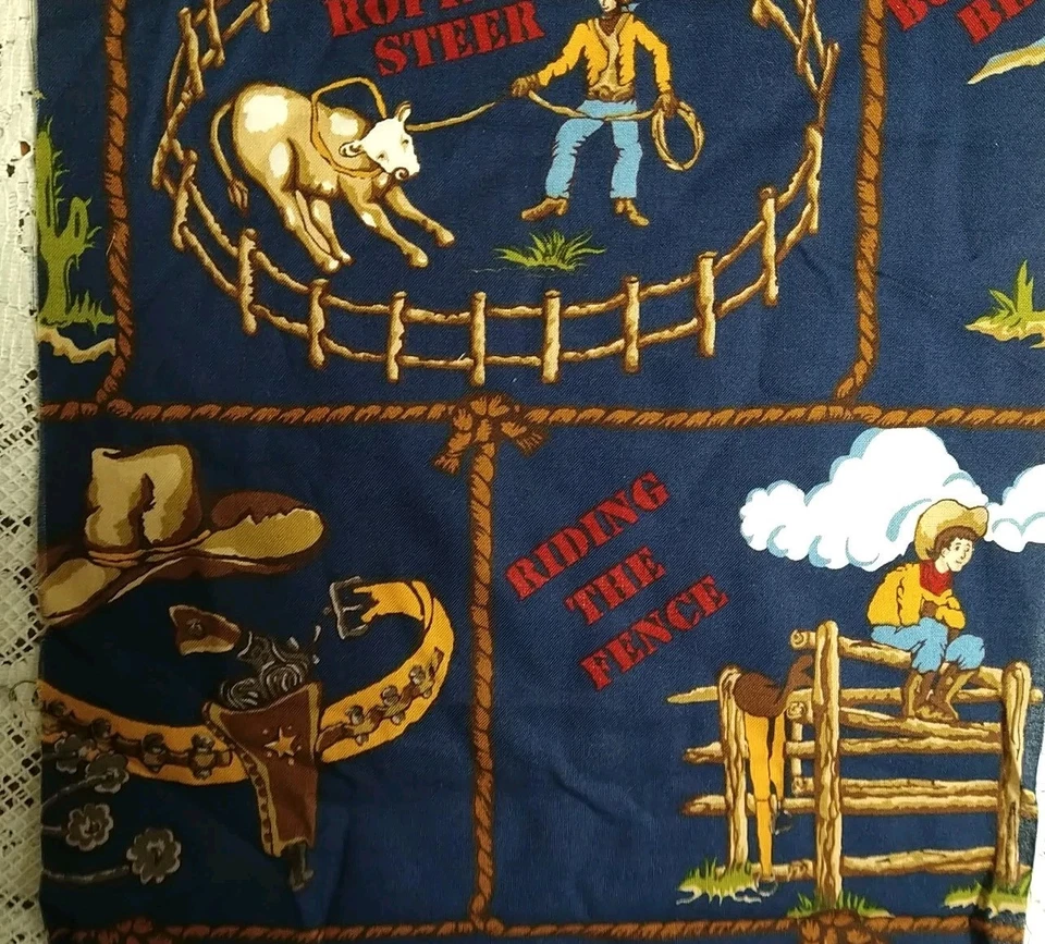 Vintage "Barn Dandy" Rodeo Cowboy Theme # 5462 By Robert Kaufman on NAVY REMNANT - Image 3 of 4