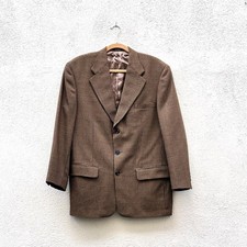 Vintage Men's Monsieur Givenchy Brown  Black Wool Houndstooth Blazer Jacket 44R