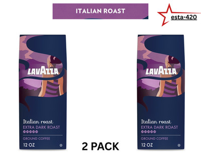 Lavazza Italian Roast Ground Coffee, Extra Dark Roast, 100% Arabica, 12 oz Bag