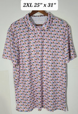 Drop Dead Threads Men's Pink Coffin/Flowers AOP 2XL Golf Polo VGUC