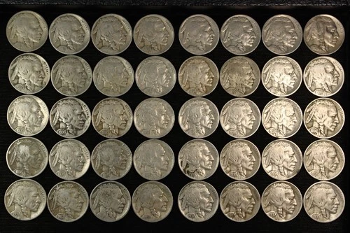 Mixed Roll of Forty (40) Buffalo Nickels Full Date 1920s & 30s Lot # 9063-202-15