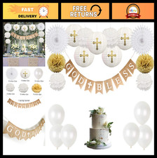 First Communion Banner Kit - Baptism Decorations for Boys  Girls, God Bless Dec