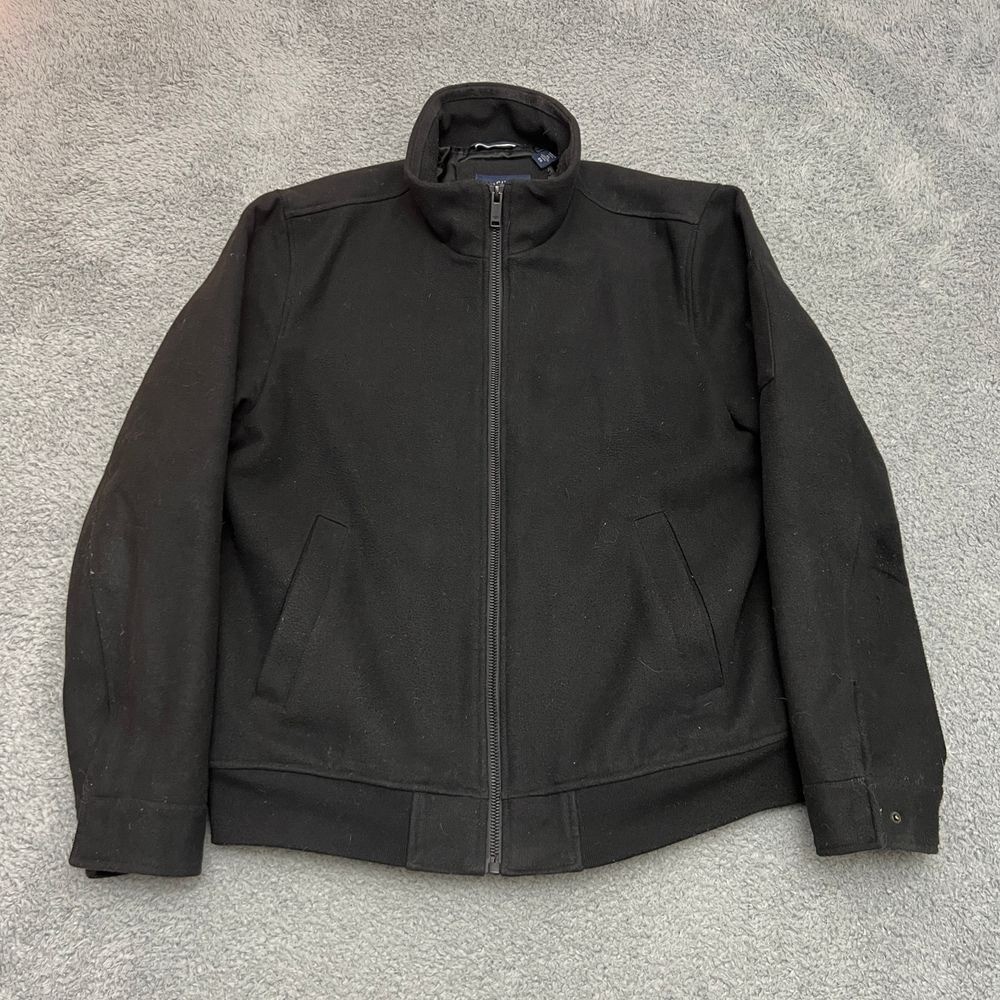 Dockers Bomber Jacket Mens XL Black Good Quilted Lined Full Zip Mock Neck