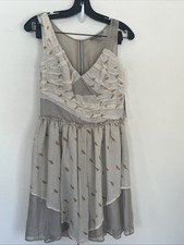 Hype 8 100% Silk Paper Airplane Print Short Ruched Dress New Graphic
