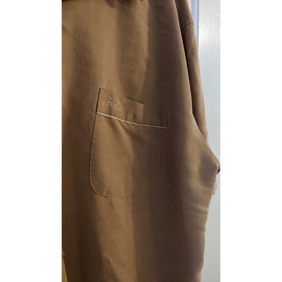Camisa Hobie Para Hombres Bronceada Abotonada Manga Corta XL, Camisa de Bolos, Clásica, Deportiva Foto 3 de 4